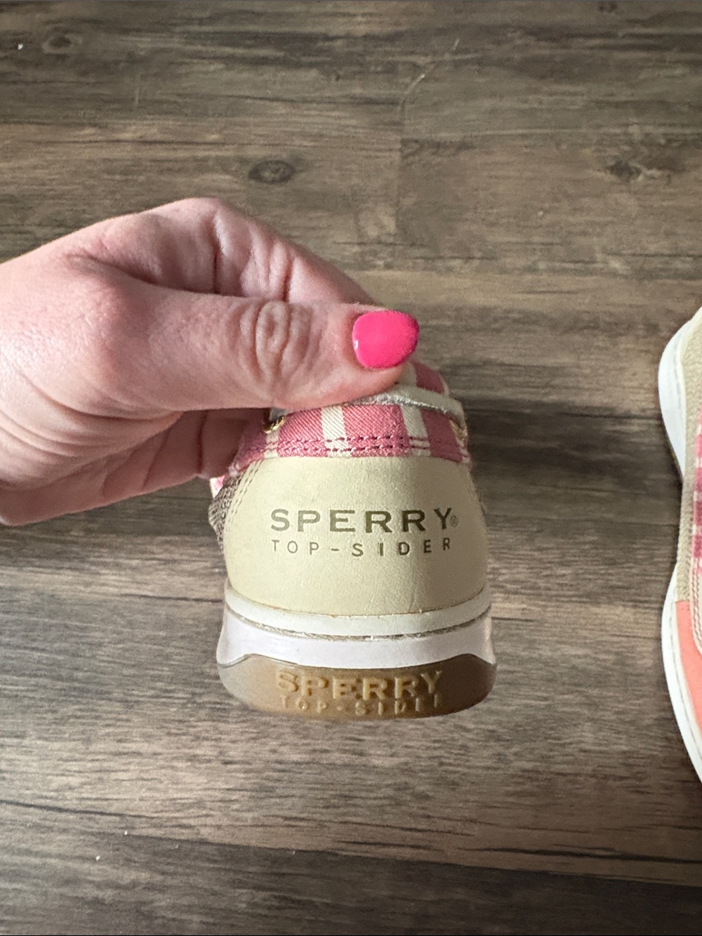 Sperry Coral & Pink Striped Canvas Boat Shoes - Picture 2 of 4